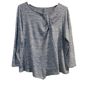 NY Collection Heather Gray Asymmetrical Twist-Front Sweater Plus Sz 2X